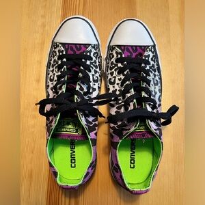 Converse All-Star Black and Purple Animal Print Sneakers Women’s Size 9